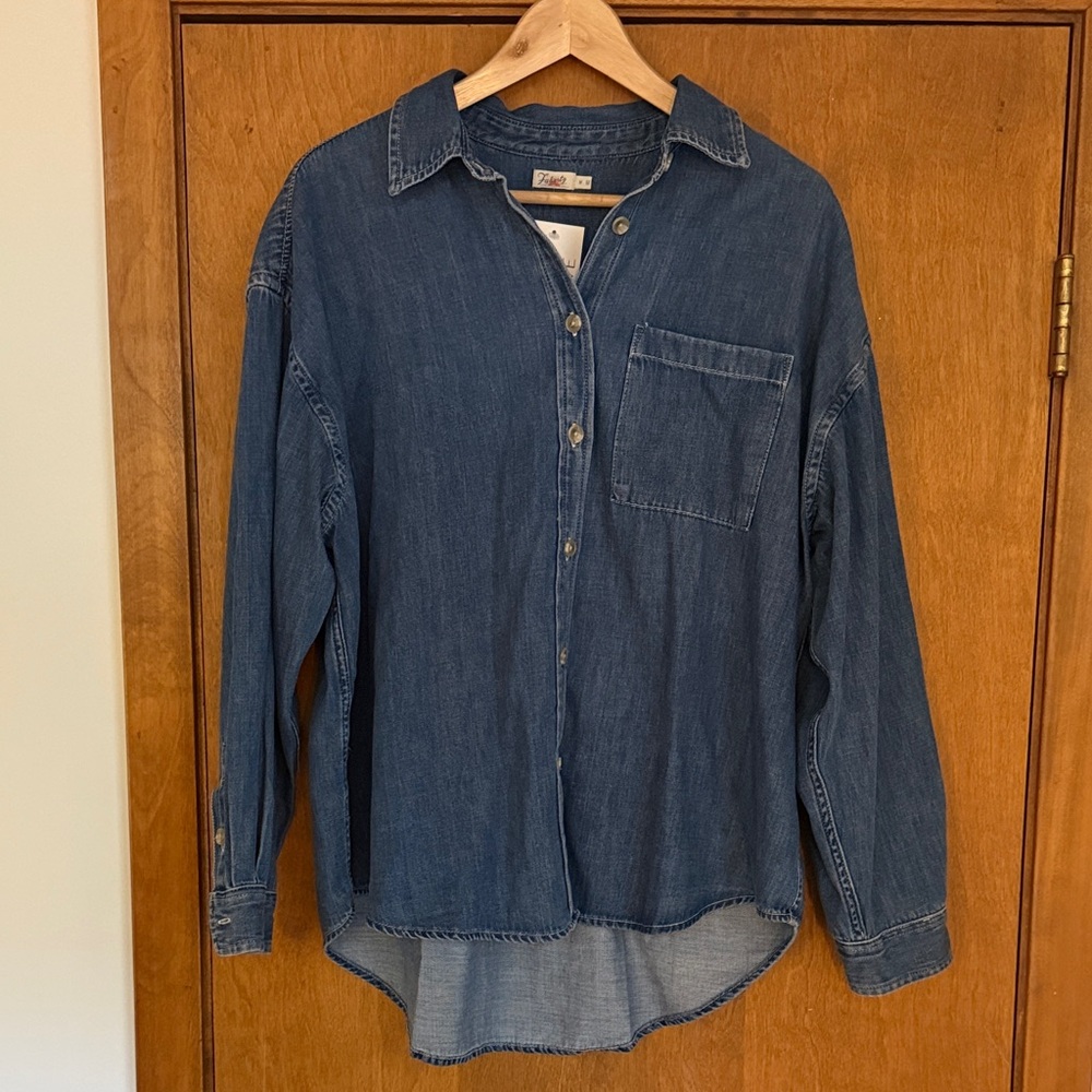 Faherty Blue Denim Button-Up